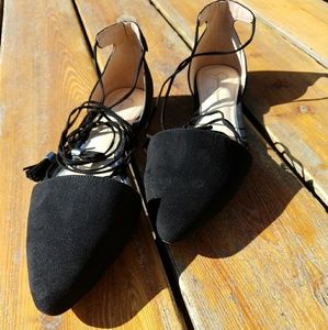 Jessica Simpson Ankle Wrap Black Flats